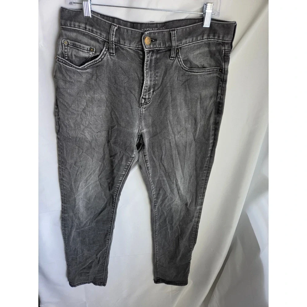 Banana Republic Travel Jeans Mens  Athletic Fit Faded Black Denim Pants